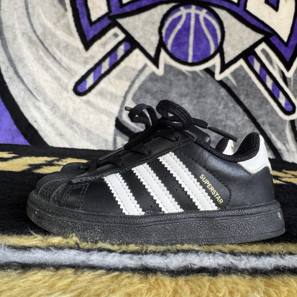 Size 7c - Adidas Superstar Core Black White - BB9078